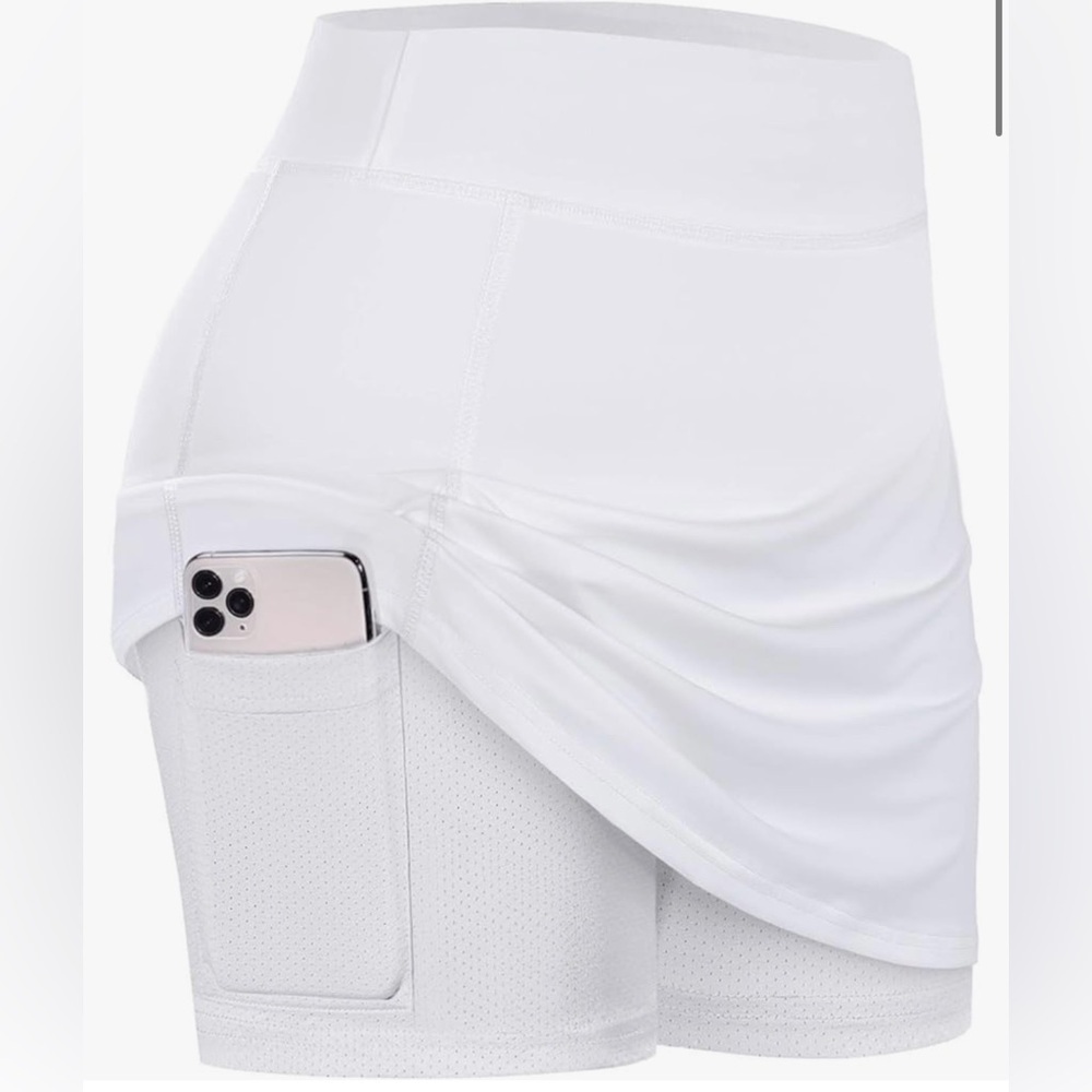 White Athletic Skort Shorts with Side Pocket